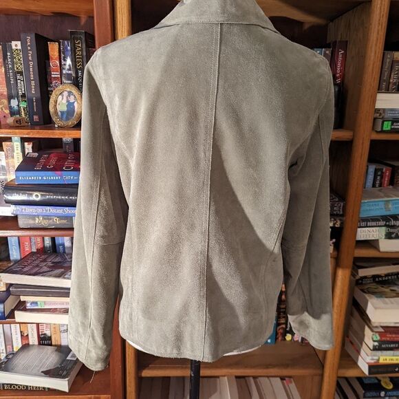 J. Jill sage green suede button down short jacket sz xs euc - Picture 2 of 5